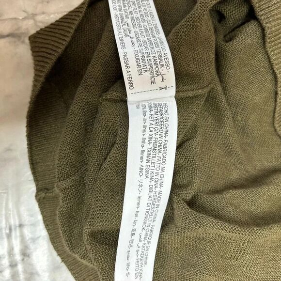 Massimo Dutti Green 100% Linen V-Neck lightweight Sweater Size XS NWT Minimalist - Picture 9 of 9